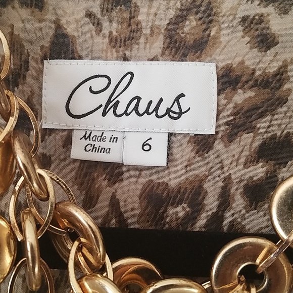 Chaus, 0141, vintage button down Animal Print blouse, elegant,  sz 6 - Picture 6 of 10